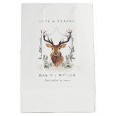 Elegant Cute Dusky Deer Floral Crest Wedding Medium Cadeauzakje (Achterkant)