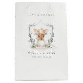 Elegant Cute Dusky Deer Floral Crest Wedding Medium Cadeauzakje (Voorkant)