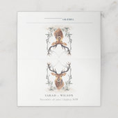 Elegant Cute Dusky Deer Floral Crest Wedding Plaatskaartje (Buitenkant ongevouwen)