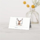 Elegant Cute Dusky Deer Floral Crest Wedding Plaatskaartje (Achterkant)