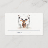 Elegant Cute Dusky Deer Floral Crest Wedding Plaatskaartje (Achterkant)