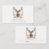 Elegant Cute Dusky Deer Floral Crest Wedding Plaatskaartje (Voorkant / Achterkant)