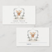 Elegant Cute Dusky Deer Floral Crest Wedding Plaatskaartje (Voorkant / Achterkant)