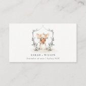 Elegant Cute Dusky Deer Floral Crest Wedding Plaatskaartje (Voorkant)