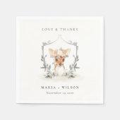 Elegant Cute Dusky Deer Floral Crest Wedding Servet (Voorkant)