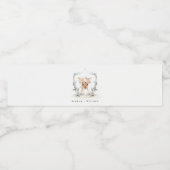 Elegant Cute Dusky Deer Floral Crest Wedding Waterfles Etiket (Enkel label)