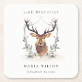 Elegant Cute Dusky Deer Floral Elke zondag Kartonnen Onderzetters (Voorkant)