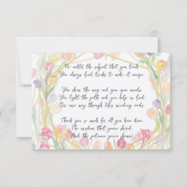 Elegant Cute Floral Appreciation Poem for Teacher Bedankkaart