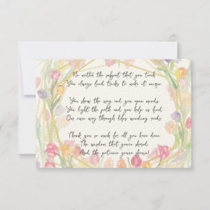Elegant Cute Floral Appreciation Poem for Teacher Bedankkaart