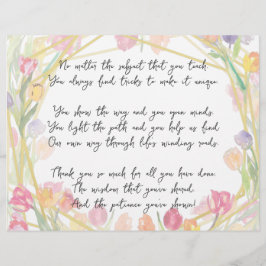 Elegant Cute Floral Appreciation Poem for Teacher Briefhoofd