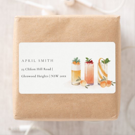 Elegant Cute Fruit Cocktail Oranje Blush Address Etiket (Insitu)