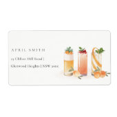Elegant Cute Fruit Cocktail Oranje Blush Address Etiket (Voorkant)