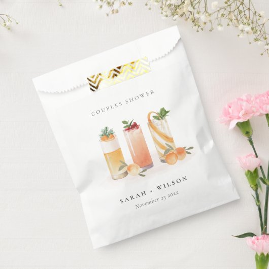 Elegant Cute Fruit Cocktail Oranje Couples Shower Bedankzakje (Gezegeld)