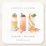 Elegant Cute Fruit Cocktail Oranje Couples Shower Kartonnen Onderzetters<br><div class="desc">Als u nog meer aanpassingen nodig hebt,  kunt u mij op yellowfebstudio@gmail.com vrij klikken.</div>