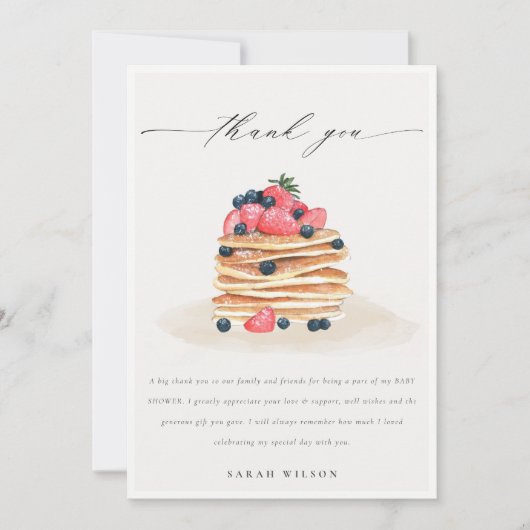 Elegant Cute Fruit Pancake Waterverf Baby shower Bedankkaart (Voorkant)