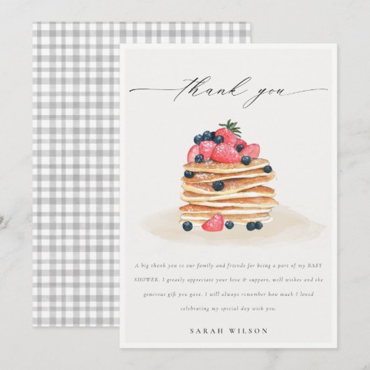 Elegant Cute Fruit Pancake Waterverf Baby shower Bedankkaart (Voorkant / Achterkant)