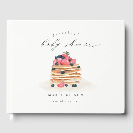 Elegant Cute Fruit Pancake Waterverf Baby shower Gastenboek (Voorkant)