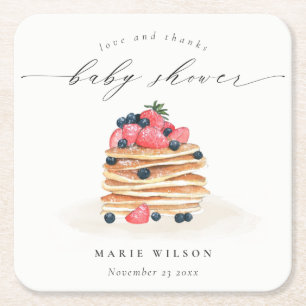 Elegant Cute Fruit Pancake Waterverf Baby shower Kartonnen Onderzetters