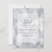 Elegant Cute Glittery Silver Bokeh 21st Birthday Kaart (Voorkant)