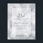 Elegant Cute Glittery Silver Bokeh 21st Birthday Kaart<br><div class="desc">Elegant en schattige uitnodiging voor 21ste verjaardag voor vrouwen met prachtige spinkelende zilvervaten.</div>