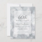 Elegant Cute Glittery Silver Bokeh 60th Birthday Kaart (Voorkant)