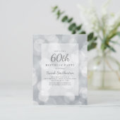 Elegant Cute Glittery Silver Bokeh 60th Birthday Kaart (Staand voorkant)
