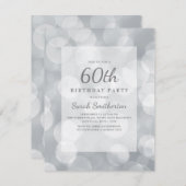 Elegant Cute Glittery Silver Bokeh 60th Birthday Kaart (Voorkant / Achterkant)