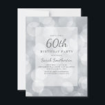 Elegant Cute Glittery Silver Bokeh 60th Birthday Kaart<br><div class="desc">Elegant en schattige uitnodiging voor het 60ste verjaardagsfeest voor vrouwen met prachtige spinkelende zilvervaten.</div>