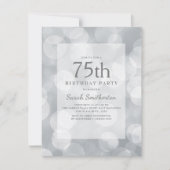 Elegant Cute Glittery Silver Bokeh 75th Birthday Kaart (Voorkant)