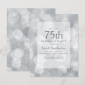 Elegant Cute Glittery Silver Bokeh 75th Birthday Kaart (Voorkant / Achterkant)