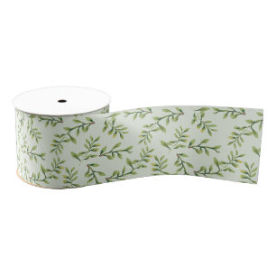 Elegant Cute Green Leaves Grosgrain Lint