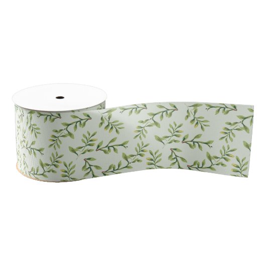 Elegant Cute Green Leaves Grosgrain Lint (Spoel)