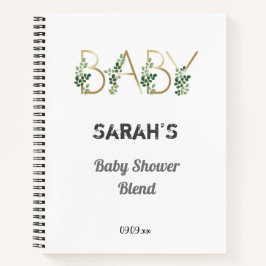 Elegant Cute Greenery Floral Baby shower Gift List Notitieboek