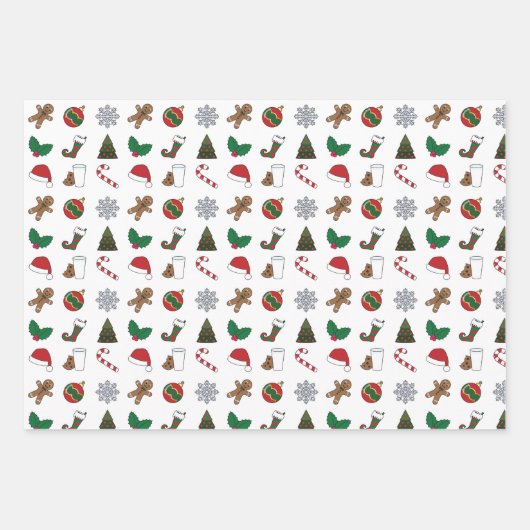 Elegant & Cute Holiday Symbols Assortation Inpakpapier Vel (Voorkant)