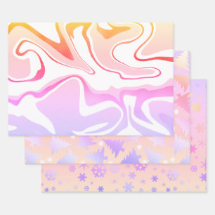 Elegant Cute Holographic Kerstpatronen Inpakpapier Vel