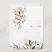 Elegant Cute Koala Foliage Baby shower Invite Bedankkaart (Voorkant)