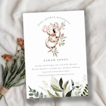 Elegant Cute Koala Foliage Baby shower Invite