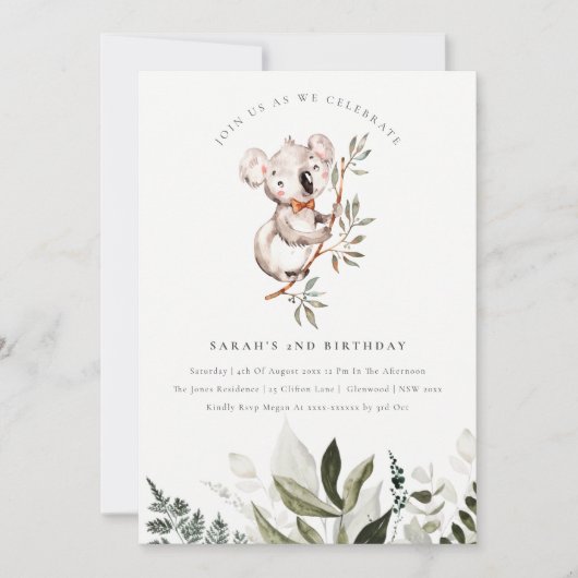 Elegant Cute Koala wordt gesloopt elke dag van de  Bedankkaart (Voorkant)