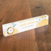 Elegant Cute Lemon Abstracte Vruchtbare Citrus Naambordje (Zijkant)