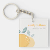Elegant Cute Lemon Abstracte Vruchtbare Citrus Sleutelhanger (Voorkant)