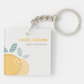 Elegant Cute Lemon Abstracte Vruchtbare Citrus Sleutelhanger (Achterkant)