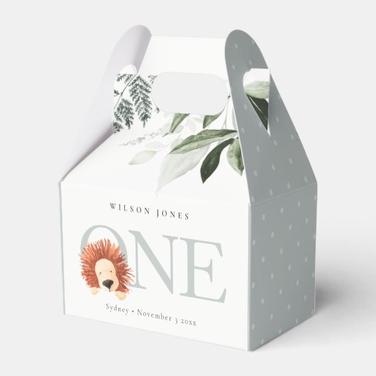 Elegant Cute Lion Foliage 1e eerste verjaardag Bedankdoosjes (Achterkant)