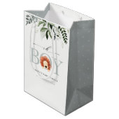 Elegant Cute Lion Foliage Oh Boy Baby shower Medium Cadeauzakje (Achterkant Gekanteld)