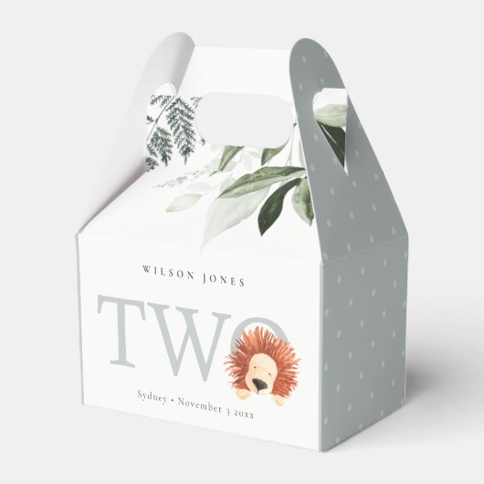 Elegant Cute Lion Foliage Tweede verjaardag Bedankdoosjes (Achterkant)