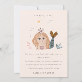 Elegant Cute Little Blush Zee Mermaid Baby shower Bedankkaart