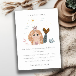 Elegant Cute Little Blush Zee Mermaid Baby shower Bedankkaart