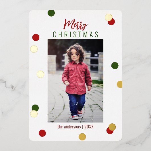 Elegant Cute Merry - Aangepaste kerstfoto Folie Feestdagenkaart (Voorkant)