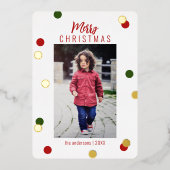 Elegant Cute Merry - Aangepaste kerstfoto Folie Feestdagenkaart (Voorkant)