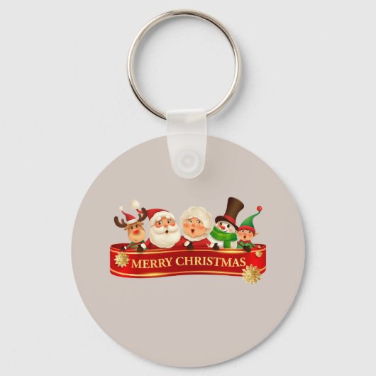 Elegant Cute Merry Kerstmis, gelukkig nieuwjaar Sleutelhanger (Voorkant)