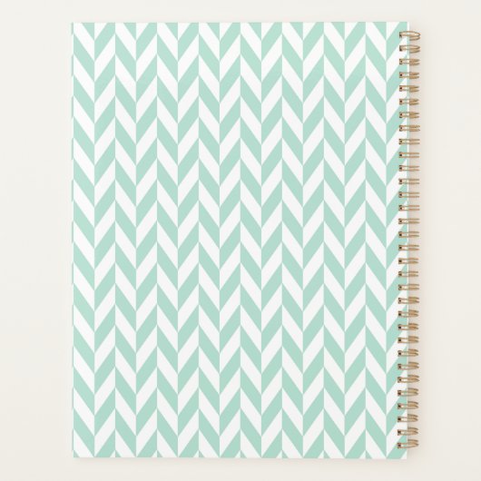 Elegant Cute Mint Green Herringbone Patroon Planner (Achterkant)